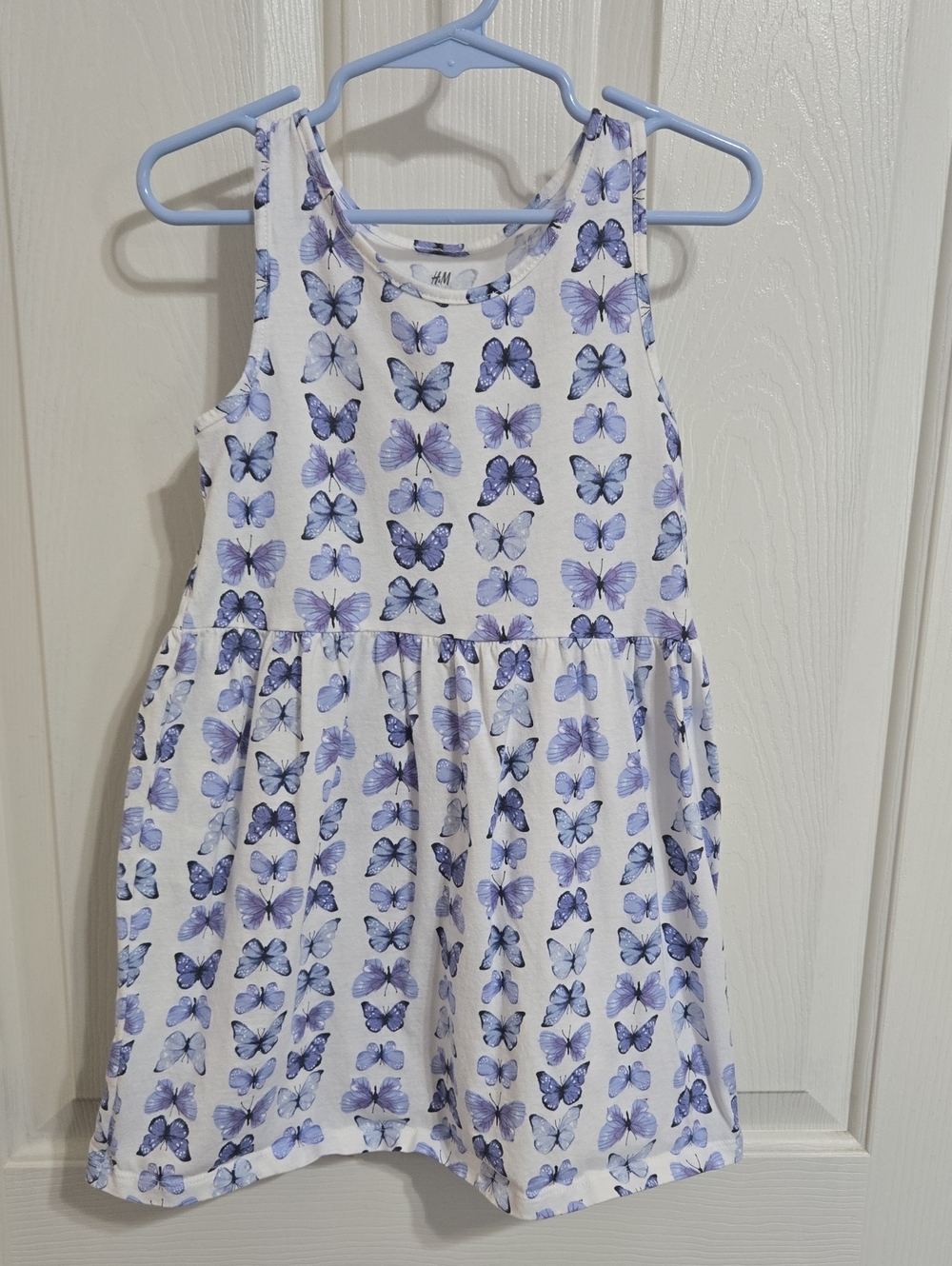 H&M White Dress with Blue Butterfly Print